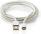 Nedis USB-Kabel - USB 2.0 - USB-A Male - USB Micro-B Male - 15 W - 480 Mbps - Verguld - 1.00 m - Rond - Gevlochten / Nylon - Aluminium - Cover Window Box - afbeelding 1