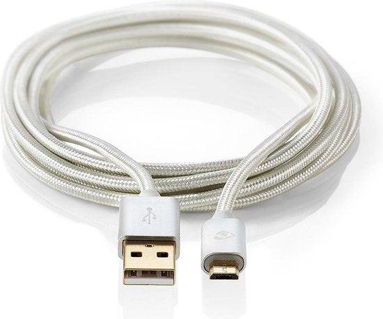 Nedis USB-Kabel - USB 2.0 - USB-A Male - USB Micro-B Male - 15 W - 480 Mbps - Verguld - 1.00 m - Rond - Gevlochten / Nylon - Aluminium - Cover Window Box - afbeelding 1