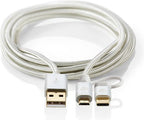 2-in-1-Kabel - USB 2.0 - USB-A Male - USB-C Male - 480 Mbps - 1.00 m - Verguld - Rond - Gevlochten - Aluminium - Cover Window Box - afbeelding 1