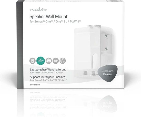 Nedis Speakerbeugel - Geschikt voor Sonos® One SL™ / Sonos® One™ / Sonos® PLAY:1™ - Wand - 3 kg - Draaibaar / Kantelbaar / Zwenken - Kantelbaar - Draaibaar - Staal - Wit - afbeelding 11