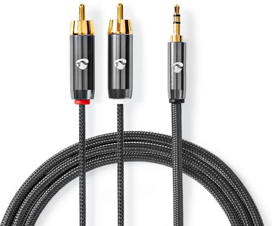 Nedis Stereo-Audiokabel - 3,5 mm Male - 2x RCA Male - Verguld - 3.00 m - Rond - Grijs / Gun Metal Grijs - Cover Window Box - afbeelding 5