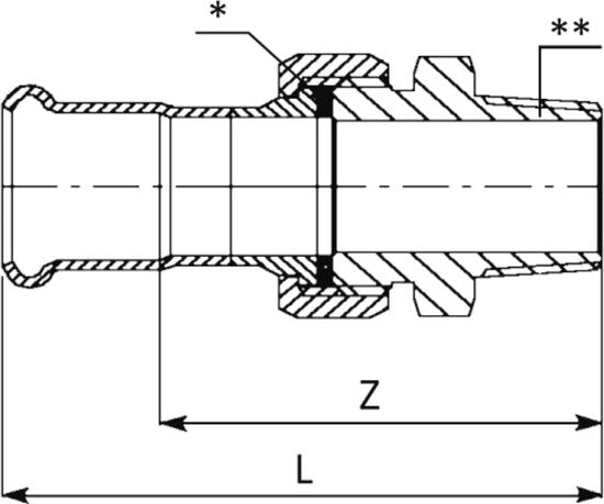 Raccorderie Metalliche Steelpres 384028000 28x1" Straight Male Union Connector - 1 stuk - afbeelding 2