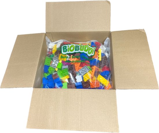 BiOBUDDi Bio BIG Bag – mix van 250 speelgoedstenen - 2,3 Kg compatible met oa DUPLO - afbeelding 2