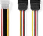 Nedis Interne Voedingskabel - Molex Male - 2x SATA 15-Pins Female - Verguld - 0.15 m - Rond - PVC - Multicolour - Envelop - afbeelding 3