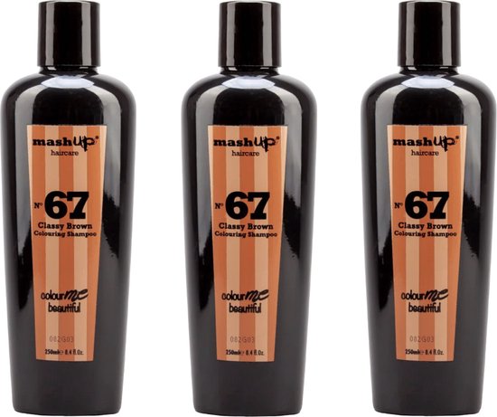 mashUp haircare Colour Me Beautiful N° 67 Classy Brown Colouring Shampoo 250ml – 3 Stuks - afbeelding 1
