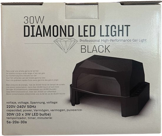 Diamond Led Light Black Professional High-Performance Gel Light 30 Watt ( 5 Sec. - 20 Sec. - 30 Sec.) - afbeelding 1