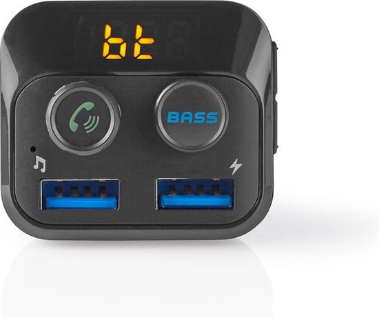 Nedis FM-Audiotransmitter voor Auto - Gefixeerd - Handsfree bellen - 1.0 " - LED-Scherm - Bluetooth - 5.0 V DC / 1.0 A / 5.0 V DC / 2.4 A - Bass boost - Google Assistant / Siri - Zwart - afbeelding 1