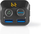 Nedis FM-Audiotransmitter voor Auto - Gefixeerd - Handsfree bellen - 1.0 " - LED-Scherm - Bluetooth - 5.0 V DC / 1.0 A / 5.0 V DC / 2.4 A - Bass boost - Google Assistant / Siri - Zwart - afbeelding 1