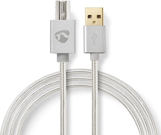 Nedis USB-Kabel - USB 2.0 - USB-A Male - USB-B Male - 10 W - 480 Mbps - Verguld - 2.00 m - Rond - Gevlochten / Nylon - Aluminium - Cover Window Box - afbeelding 15