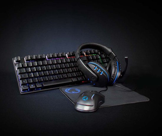 Nedis Gaming Combo Kit - 5-in-1 - Toetsenbord, Koptelefoon, Muis en Muismat - Zwart - QWERTZ - Duits - afbeelding 1