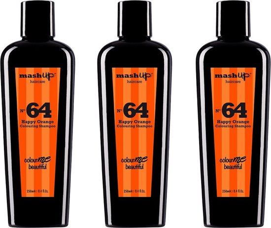 mashUp haircare Colour Me Beautiful N° 64 Happy Orange Colouring Shampoo 250ml - 3 stuks - afbeelding 1