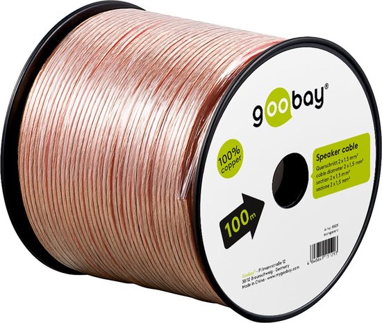 Goobay Luidspreker kabel (CU koper) - 2x 1,50mm² / transparant - 100 meter - afbeelding 6
