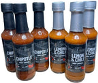 6 x Just BBQ Hot Sauce a 130 gr (3 x Lemon & Chili + 3 x Chipotle ) - afbeelding 1