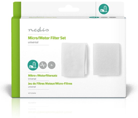 Nedis Set Universele Stofzuigerfilters - Microfilter - Motorfilter - Op maat te knippen - Universeel toepasbaar - Vervanging voor: Universeel - afbeelding 2