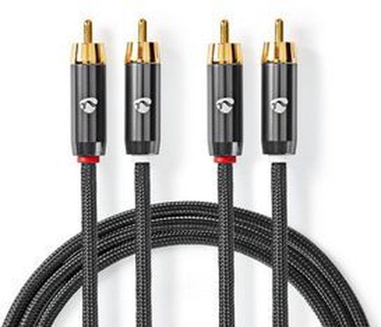 Nedis Stereo-Audiokabel - 2x RCA Male - 2x RCA Male - Verguld - 1.00 m - Rond - Grijs / Gun Metal Grijs - Cover Window Box - afbeelding 15