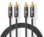 Nedis Stereo-Audiokabel - 2x RCA Male - 2x RCA Male - Verguld - 1.00 m - Rond - Grijs / Gun Metal Grijs - Cover Window Box - afbeelding 15