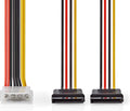 Nedis Interne Voedingskabel - Molex Male - 2x SATA 15-Pins Female - Verguld - 0.15 m - Rond - PVC - Multicolour - Envelop - afbeelding 1