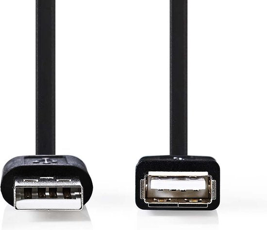 Nedis USB-Kabel - USB 2.0 - USB-A Male - USB-A Female - 480 Mbps - Vernikkeld - 3.00 m - Rond - PVC - Zwart - Label - afbeelding 1