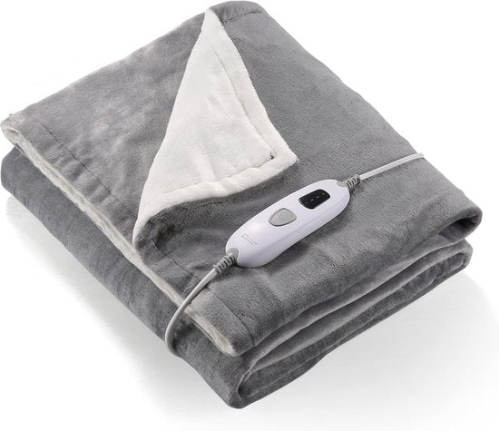 Elektrische verwarmingsdeken, voor bed met automatische uitschakeling, oververhittingsbeveiliging, automatische timer, 6 uur, 4 temperatuurniveaus, wasbaar, 180 x 130 cm - afbeelding 1