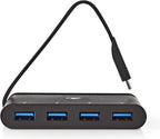 Nedis USB Multi-Port Adapter - USB 3.2 Gen 1 - USB-C Male - 4x USB-A - Rond - Vernikkeld - Zwart - Window Box met Euro Lock - afbeelding 3