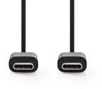 Nedis USB-Kabel - USB 2.0 - USB-C Male - USB-C Male - 60 W - 480 Mbps - Vernikkeld - 1.00 m - Rond - PVC - Zwart - Label - afbeelding 2