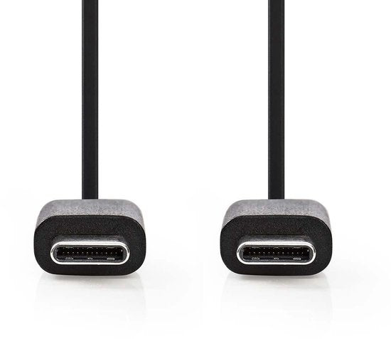 Nedis USB-Kabel - USB 2.0 - USB-C Male - USB-C Male - 60 W - 480 Mbps - Vernikkeld - 1.00 m - Rond - PVC - Zwart - Label - afbeelding 2