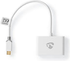Nedis USB Multi-Port Adapter - 2-in-1 - USB 3.1 Gen1 - USB-C Male - 2x USB-A - 1000 Mbps - 0.20 m - Rond - Verguld - PVC - Wit - Window Box - afbeelding 4