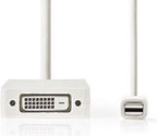 Nedis Mini DisplayPort-Kabel - DisplayPort 1.2 - Mini-DisplayPort Male - DVI-D 24+1-Pins Female / HDMI Input / VGA Female 15p - 21.6 Gbps - Vernikkeld - 0.20 m - Rond - PVC - Wit - Polybag - afbeelding 4