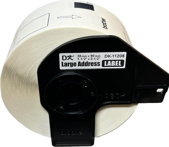 3 stuks originele Brother DK-11208 adreslabel (38mm x 90mm) 3 x 400 st - afbeelding 2