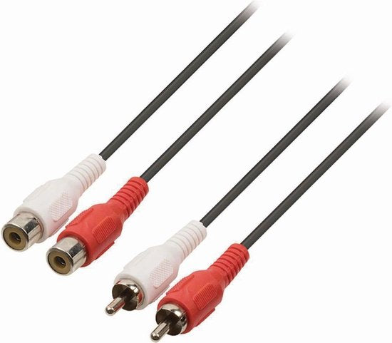 Stereo-Audiokabel - 2x RCA Male - 2x RCA Female - Vernikkeld - m - Rond - Zwart - afbeelding 21