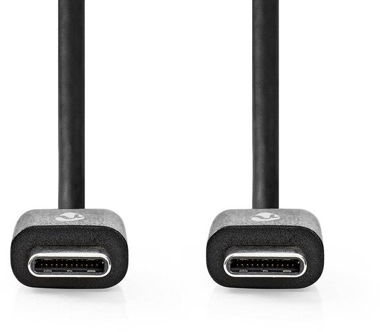Nedis USB-Kabel - USB 2.0 - USB-C Male - USB-C Male - 60 W - 480 Mbps - Vernikkeld - 1.00 m - Rond - PVC - Zwart - Doos - afbeelding 1