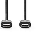 Nedis USB-Kabel - USB 2.0 - USB-C Male - USB-C Male - 60 W - 480 Mbps - Vernikkeld - 1.00 m - Rond - PVC - Zwart - Doos - afbeelding 1