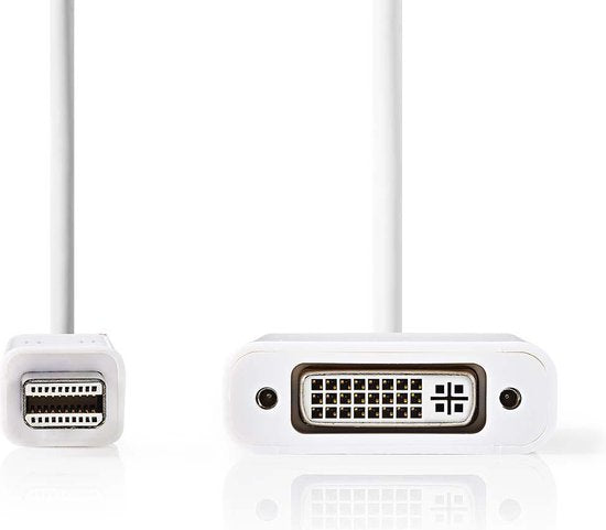 Nedis Mini DisplayPort-Kabel - DisplayPort 1.2 - Mini-DisplayPort Male - DVI-I 24+5-Pins Female - 21.6 Gbps - Vernikkeld - 0.20 m - Rond - PVC - Wit - Polybag - afbeelding 3