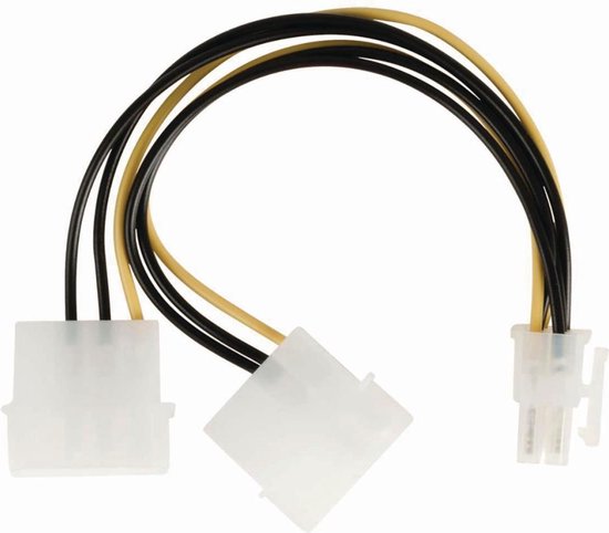 Nedis Interne Voedingskabel - 2x Molex Male - PCI-Express Female - Verguld - 0.20 m - Rond - PVC - Geel / Zwart - Polybag - afbeelding 5