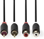 Nedis Stereo-Audiokabel - 2x RCA Male - 2x RCA Female - Verguld - 2.00 m - Rond - Antraciet - Doos - afbeelding 5