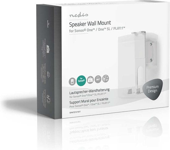 Nedis Speakerbeugel - Geschikt voor Sonos® One SL™ / Sonos® One™ / Sonos® PLAY:1™ - Wand - 3 kg - Draaibaar / Kantelbaar / Zwenken - Kantelbaar - Draaibaar - Staal - Wit - afbeelding 13