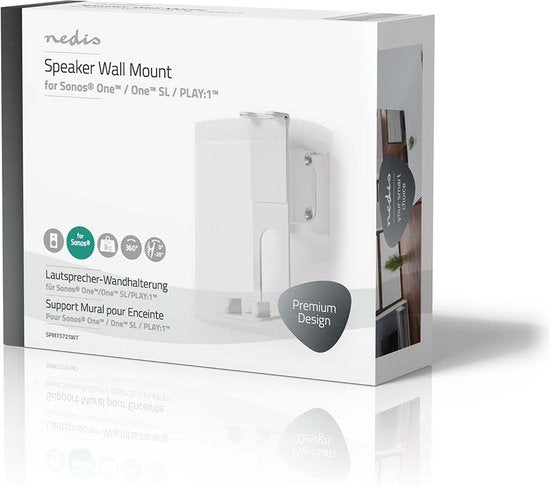 Nedis Speakerbeugel - Geschikt voor Sonos® One SL™ / Sonos® One™ / Sonos® PLAY:1™ - Wand - 3 kg - Draaibaar / Kantelbaar / Zwenken - Kantelbaar - Draaibaar - Staal - Wit - afbeelding 12