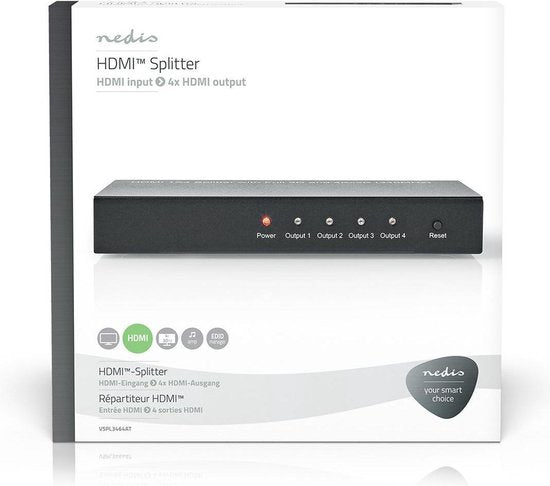 Nedis HDMI-Splitter - 4-Poorts poort(en) - HDMI Input - 4x HDMI Output - 4K@30Hz - 3.4 Gbps - Metaal - Antraciet - afbeelding 11