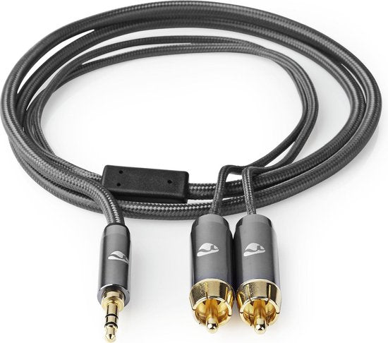 Nedis Stereo-Audiokabel - 3,5 mm Male - 2x RCA Male - Verguld - 2.00 m - Rond - Grijs / Gun Metal Grijs - Cover Window Box - afbeelding 5