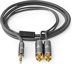 Nedis Stereo-Audiokabel - 3,5 mm Male - 2x RCA Male - Verguld - 3.00 m - Rond - Grijs / Gun Metal Grijs - Cover Window Box - afbeelding 4