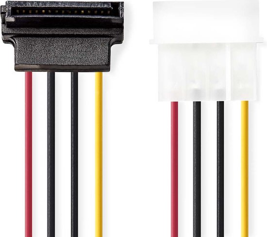 Nedis Interne Voedingskabel - Molex Male - SATA 15-Pins Female - Verguld - 0.15 m - Rond - PVC - Multicolour - Envelop - afbeelding 1