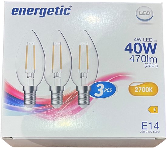 15 x Energetic - Kaars LED lamp - (5x3 PCS) - E14 - 4W (40W) - 2700k - afbeelding 2