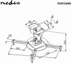 Nedis Projectorbeugel - Draai- en Kantelbaar - 10 kg - Draaibaar - Kantelbaar - Staal - Zwart - afbeelding 8