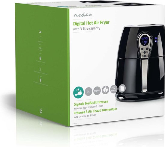 Nedis Heteluchtfriteuse - 3 l - Tijdschakelaar: 60 min - Digitaal - Zwart - afbeelding 9