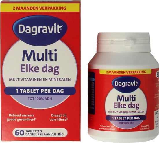 Dagravit Multi Elke Dag - Multivitaminen en mineralen - Behoud van een goede gezondheid (1) - Draagt bij aan fitheid (2) - 1 tablet per dag - 60 tabletten - afbeelding 7
