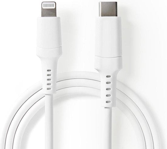 Nedis Lightning Kabel - USB 2.0 - Apple Lightning 8-Pins - USB-C Male - 480 Mbps - Vernikkeld - 1.00 m - Rond - PVC - Wit - Doos - afbeelding 9