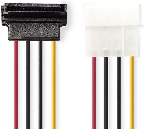 Nedis Interne Voedingskabel - Molex Male - SATA 15-Pins Female - Verguld - 0.15 m - Rond - PVC - Multicolour - Envelop - afbeelding 5
