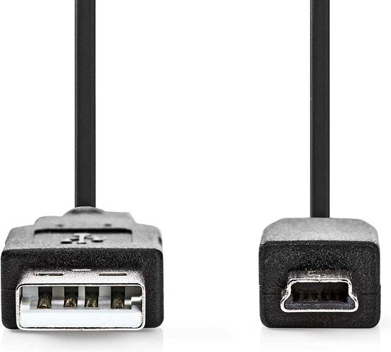 Nedis USB-Kabel - USB 2.0 - USB-A Male - USB Mini-B 5-Pins Male - 480 Mbps - Vernikkeld - 2.00 m - Rond - PVC - Zwart - Label - afbeelding 1
