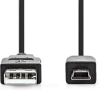Nedis USB-Kabel - USB 2.0 - USB-A Male - USB Mini-B 5-Pins Male - 480 Mbps - Vernikkeld - 2.00 m - Rond - PVC - Zwart - Label - afbeelding 1