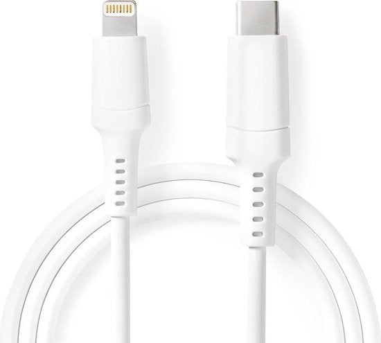 Nedis Lightning Kabel - USB 2.0 - Apple Lightning 8-Pins - USB-C Male - 480 Mbps - Vernikkeld - 1.00 m - Rond - PVC - Wit - Doos - afbeelding 10